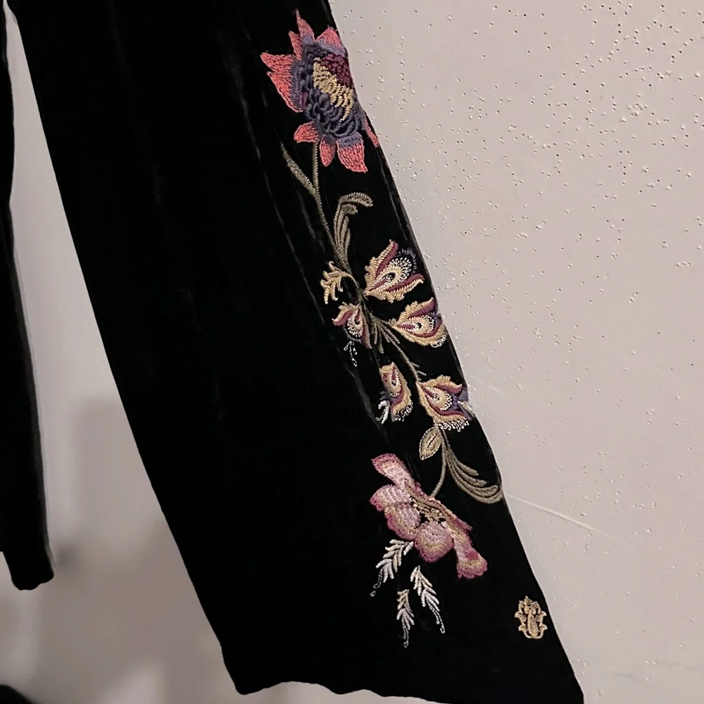NWT Johnny Was Black Embroidered Wide-Leg Pants with embroidery - Picture 5 of 9